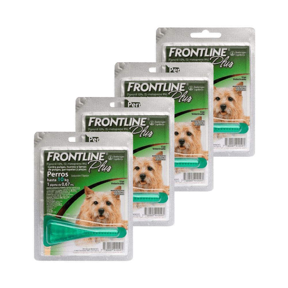 Pack 4x Frontline Plus Perros Hasta 10kg –