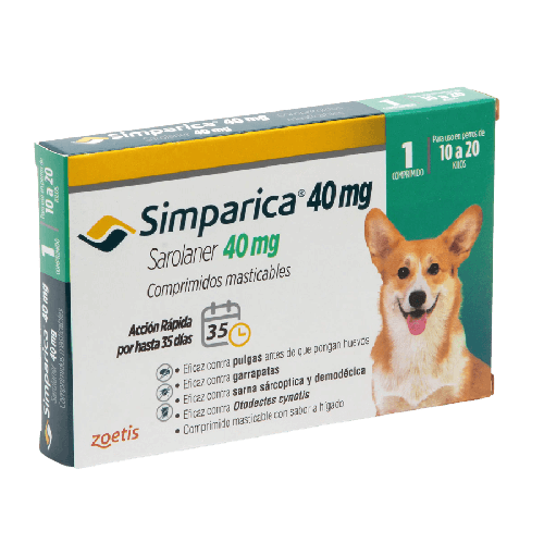 Simparica 10 - 20 Kg (40 Mg) 1 comprimido