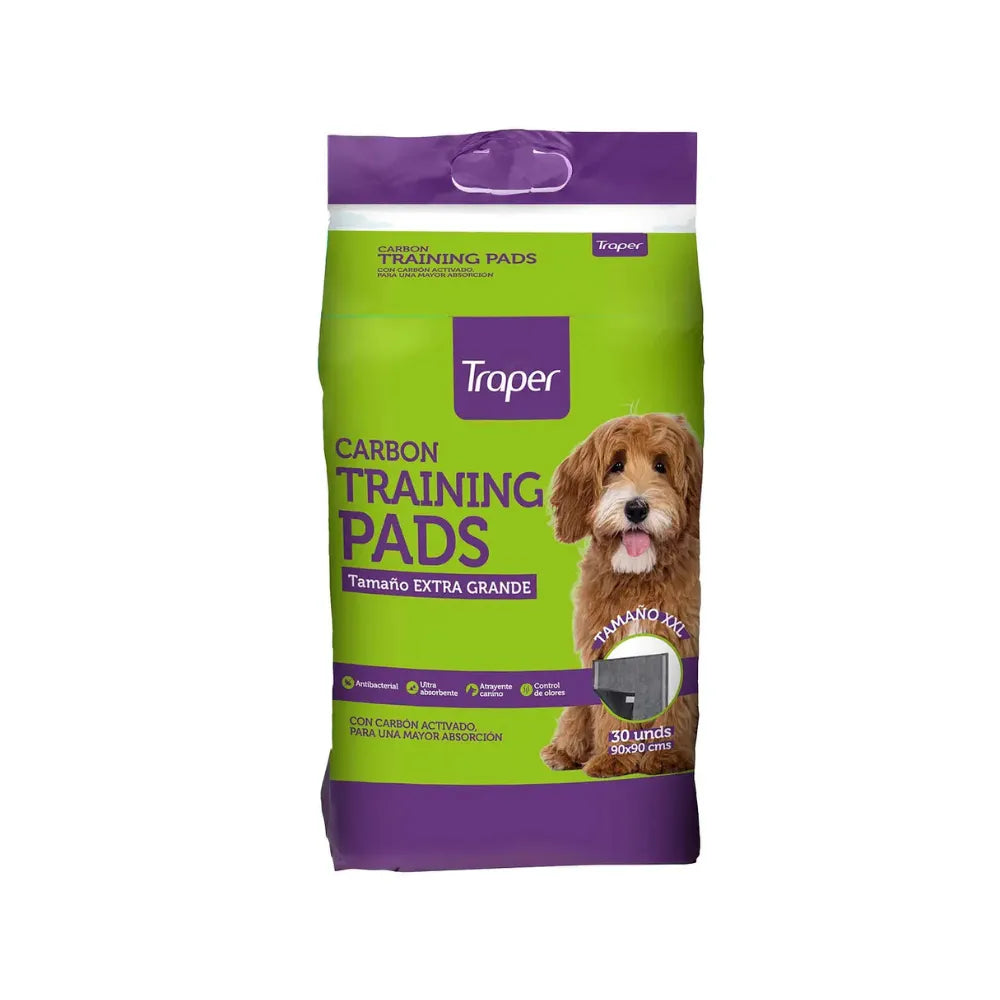 Traper Training Pads XXL Carbón Activado 90x90 | 30 Un – petvet.cl