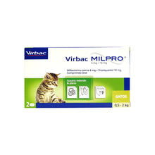 Virbac MILPRO Gatos 0,5 a 2 kg 4 mg / 10 mg  2 Comp