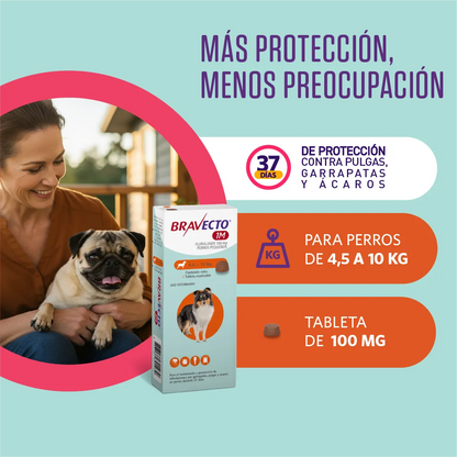 Bravecto Perro 1 Mes 4.5 - 10 kg (100 mg)