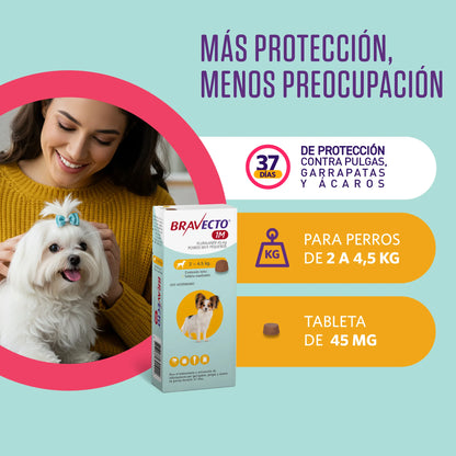 Bravecto Perro 1 Mes 2 - 4.5 kg (45 mg)