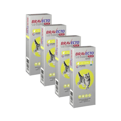 Pack 4 x Bravecto Plus Gato 1.2 - 2.8 k (112.5mg)