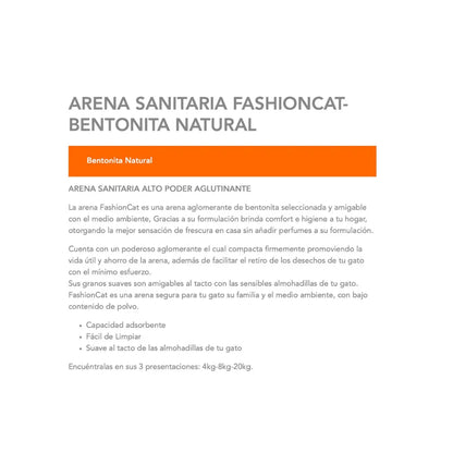Arena Sanitaria Fashion Cat Bentonita 20 k