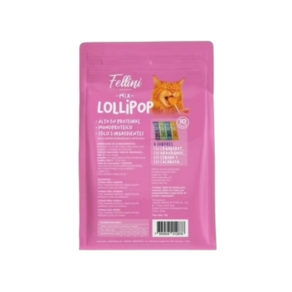 Fellini Snack Lollipop Mix Sabores Gato 10 Unidades