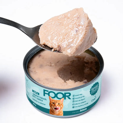 FOOR Lata Gato Salmón y Calamar 160 g