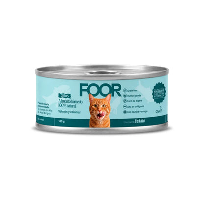 FOOR Lata Gato Salmón y Calamar 160 g