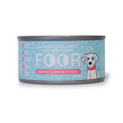 FOOR Lata Perro – Salmón, Calamar y Frutas 160 g