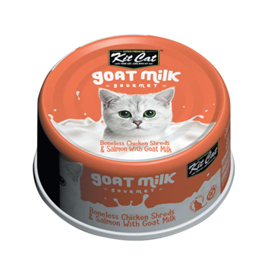 Lata Kit Cat Goat Milk Gourmet Chicken & Salmon 70Gr