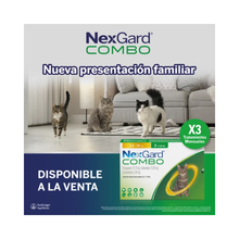 Pack x2 NexGard Combo Gato x3 2,5 a 7,5 kg