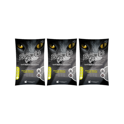 Pack 3x Arena Sanitaria Fashion Cat Carbón Activado 20 k