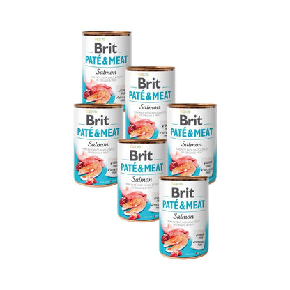 Pack 6x Lata Brit Pate & Meat Salmon 400 g