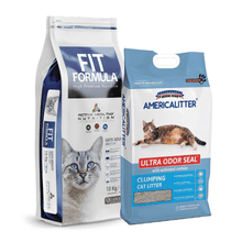 Pack Alimento Gato Fit + Arena America Litter 15Kg Odor Seal