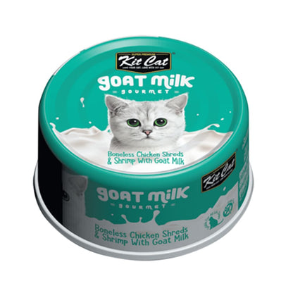 Pack 24x Kit Cat Goat Milk Gourmet Chicken & Shrimp 70Gr