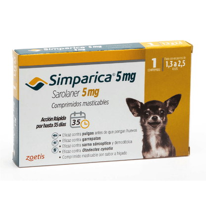 Simparica 5 mg (1.3 a 2.5 kg) en 1 comprimido