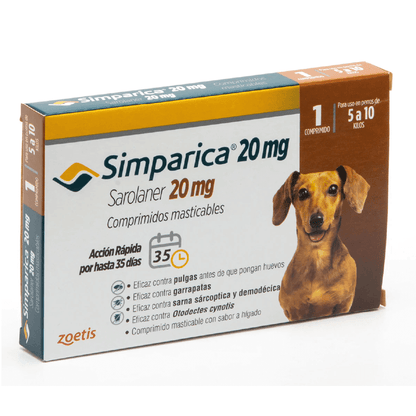 Simparica 20 mg para perros de 5 a 10kg en 1 Comprimido